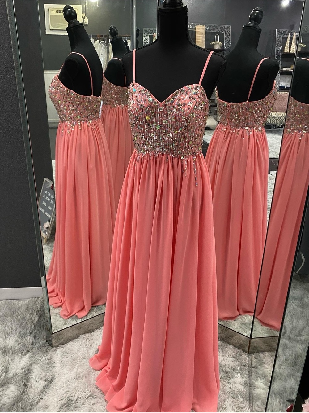 Studio 17 Sparkle-Embellished Flamingo colored Gown size 6